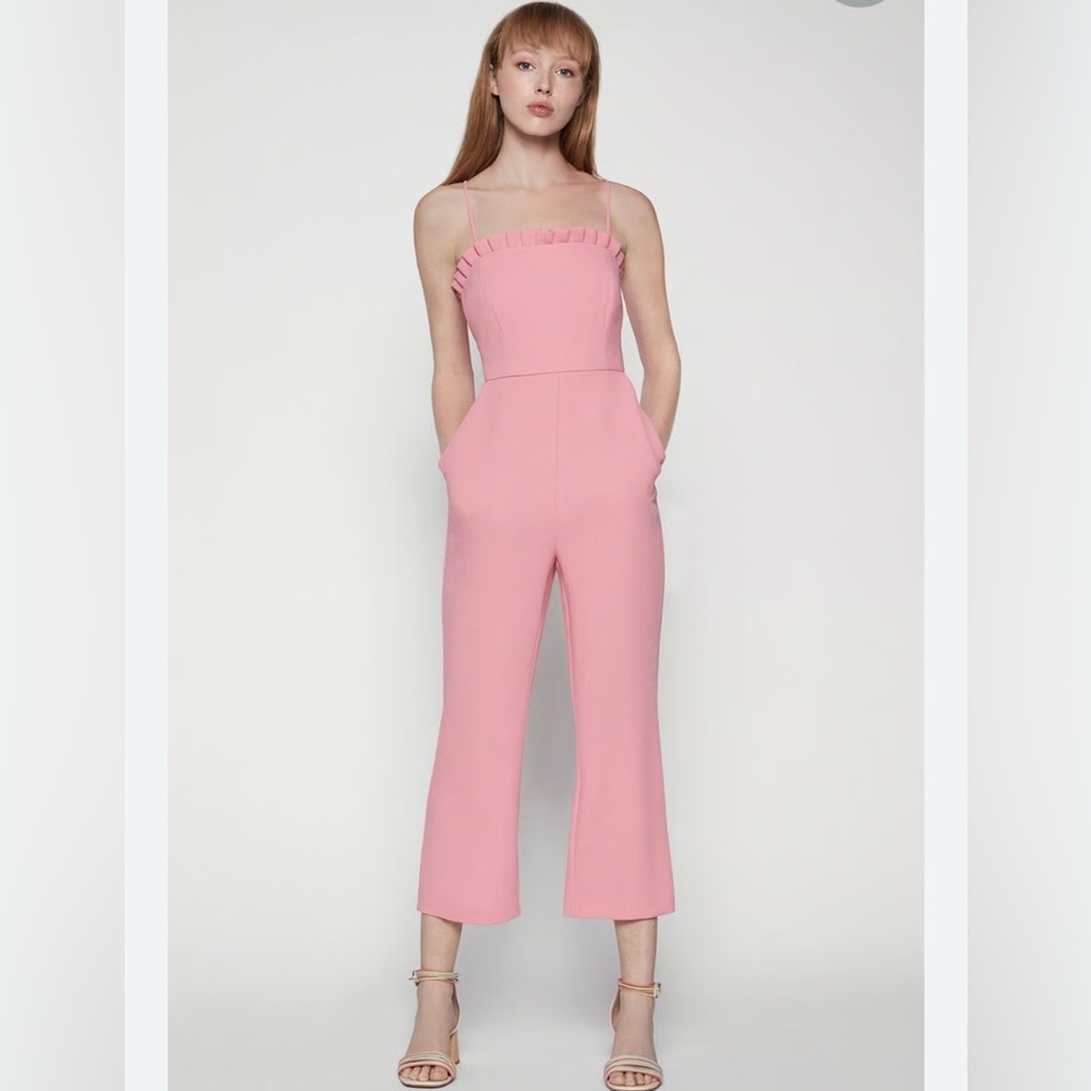 BCBGeneration Blush Pink Ruffled Jumpsuit